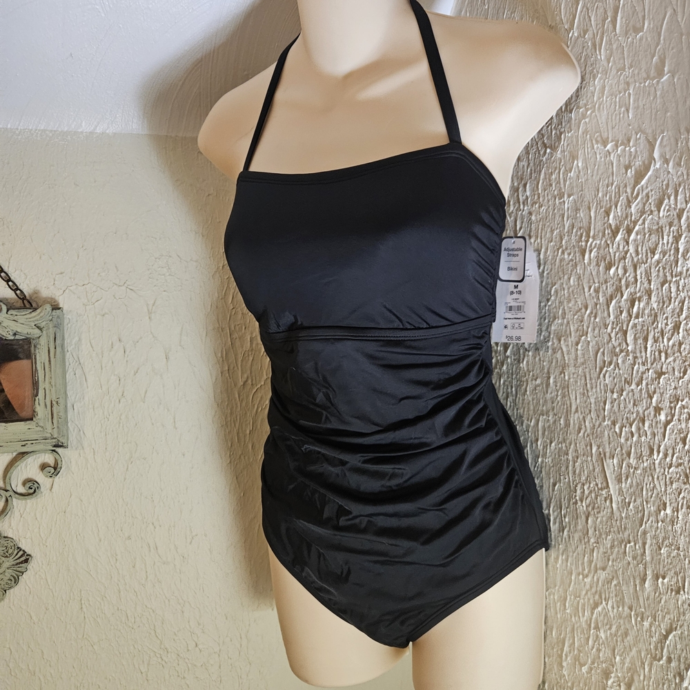 2/$10 Chic Black Halter One-Piece Swimsuit